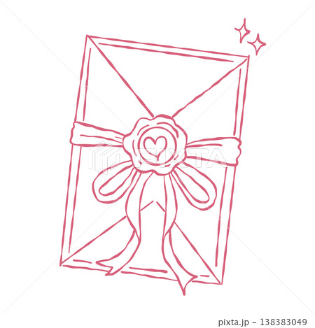 Romantic love letter envelope sealed with ribbon bow heart wax seal wedding invitation message romance line art clipart Romantic love letter envelope sealed with ribbon bow heart wax seal wedding invitation message romance line art clipart 138383049
