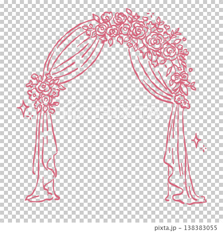 Romantic floral wedding arch with draped fabric ceremony backdrop elegant bridal altar decoration line art clipart Romantic floral wedding arch with draped fabric ceremony backdrop elegant bridal altar decoration line art clipart 138383055