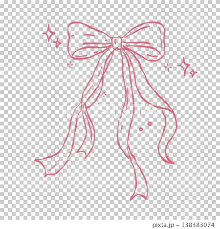 Elegant decorative ribbon bow romantic wedding decoration flowing ribbon bridal celebration ornament line art clipart 138383074