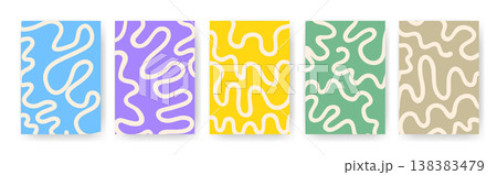 Set of vertical templates with whimsical wavy lines Set of vertical templates with whimsical wavy lines 138383479