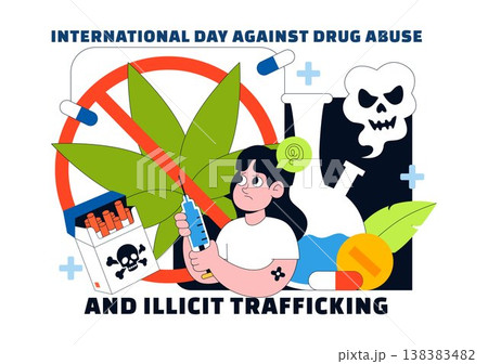 International Day Against Drug Abuse And Illicit Trafficking Vector Illustration Featuring Anti Substance For Awareness Campaign Health Protection 138383482