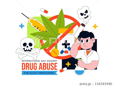 International Day Against Drug Abuse And Illicit Trafficking Vector Illustration Featuring Anti Substance For Awareness Campaign Health Protection 138383490