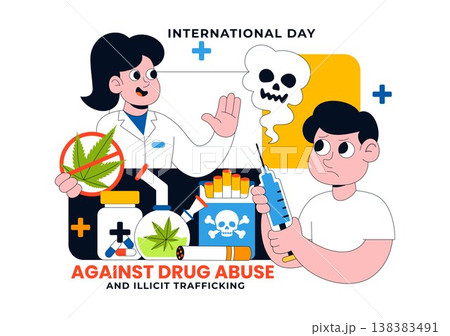 International Day Against Drug Abuse And Illicit Trafficking Vector Illustration Featuring Anti Substance For Awareness Campaign Health Protection International Day Against Drug Abuse And Illicit Trafficking Vector Illustration Featuring Anti Substance For Awareness Campaign Health Protection 138383491