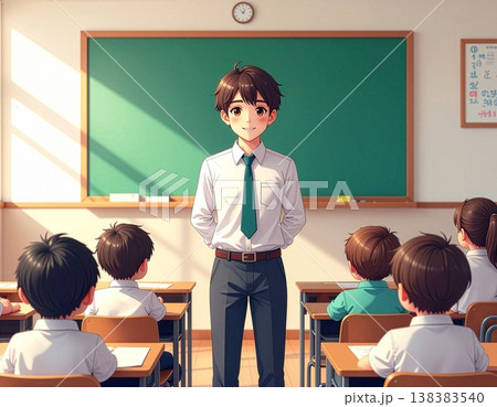 授業を教える笑顔の教員 授業を教える笑顔の教員 138383540