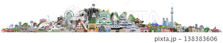 中部をメインに日本の観光地イラスト集合 138383606