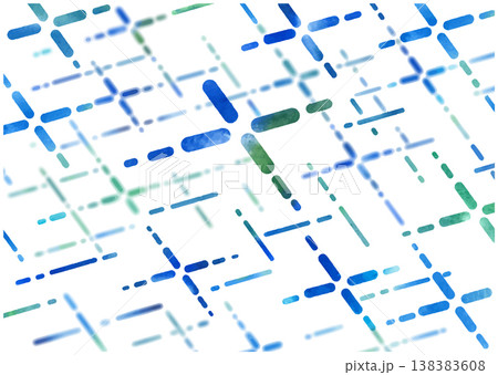 青と緑の抽象グリッドを敷き詰めたシームレスな背景パターン 138383608