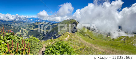 Panoramic alpine ridge of Mont Joly near Les Contamines-Montjoie, France Panoramic alpine ridge of Mont Joly near Les Contamines-Montjoie, France 138383668