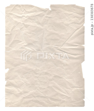 Wrinkled paper texture monochrome isolated on white Wrinkled paper texture monochrome isolated on white 138383678