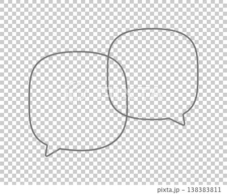 手書きの重なっている黒い線画の2つの吹き出し - シンプルでかわいいフレームやコメントのイメージ素材 手書きの重なっている黒い線画の2つの吹き出し - シンプルでかわいいフレームやコメントのイメージ素材 138383811