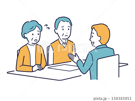 困りごとを相談をする高齢夫婦のイラスト 困りごとを相談をする高齢夫婦のイラスト 138383851