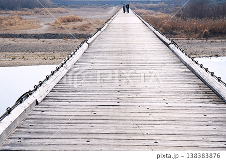 京都　久御山　木津川と流れ橋（上津屋橋）（木津川右岸から）（初春） 138383876