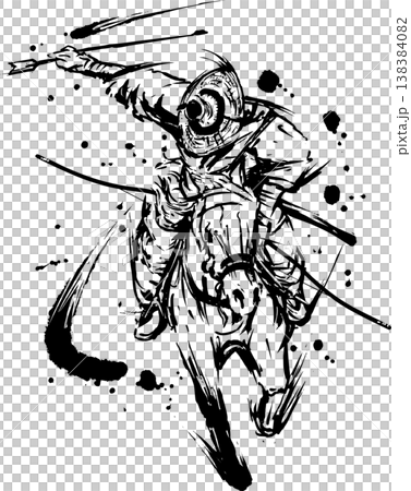 弓取りの墨絵イラスト 138384082