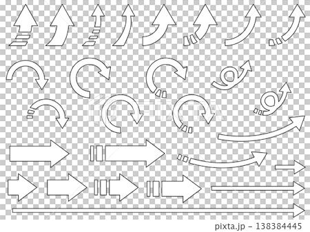 簡易線條繪製商務箭頭圖集，示意圖素材 138384445