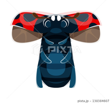 Ladybug font typeset cartoon letter T. Red ladybird font symbol, spring ladybug beetle English alphabet type vector letter. Cute lady bug typeset element or garden insect cartoon typeface sign 138384607