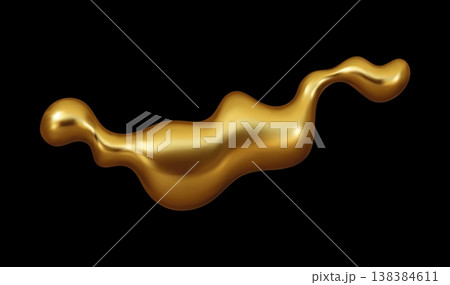 Golden drop, blob and fluid metal shape. Realistic splash of liquid gold, molten metal, or syrup. Abstract vector symbol of richness and quality for modern website accent and product presentation Golden drop, blob and fluid metal shape. Realistic splash of liquid gold, molten metal, or syrup. Abstract vector symbol of richness and quality for modern website accent and product presentation 138384611