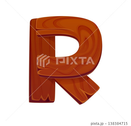 Cartoon wooden plank ABC type, font letter R. Natural fence plank kids ABC typeface sign, wooden typeset vector letter. Rustic wood texture type font symbol or timber English alphabet element Cartoon wooden plank ABC type, font letter R. Natural fence plank kids ABC typeface sign, wooden typeset vector letter. Rustic wood texture type font symbol or timber English alphabet element 138384715