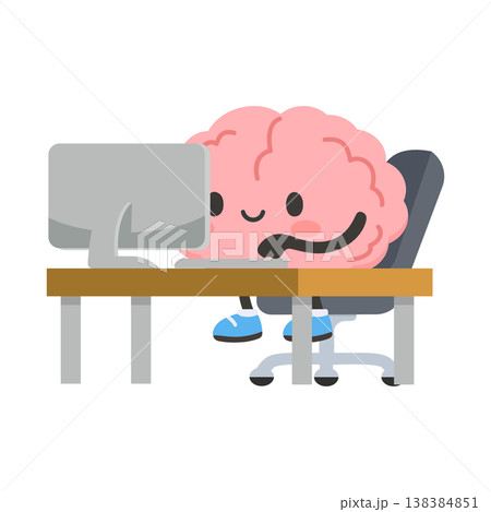Brain working on computer for productivity and analysis Brain working on computer for productivity and analysis 138384851