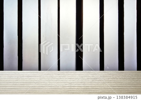 Wooden floor with japanese glass blind wall, Suitable for Product Presentation Backdrop, Display, and Mock up Wooden floor with japanese glass blind wall, Suitable for Product Presentation Backdrop, Display, and Mock up 138384915
