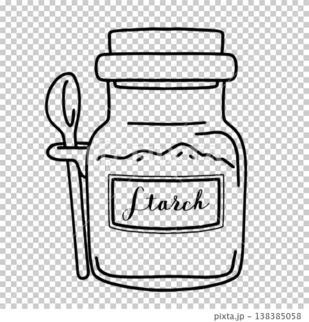 片栗粉の入った瓶のシンプルな線画イラスト 片栗粉の入った瓶のシンプルな線画イラスト 138385058