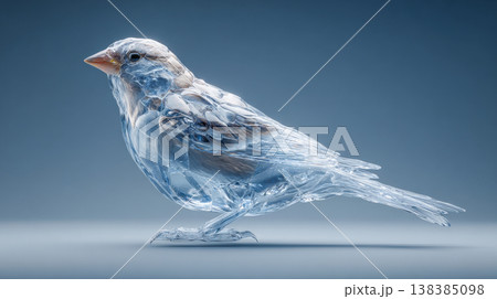 Ice bird sculpture representing fragile winter concept 138385098