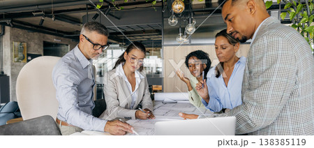 Project kickoff and alignment meeting by diverse team white, black, asian 138385119
