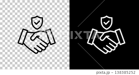 Trustworthy and secure contracts (handshake and shield icon) 138385252