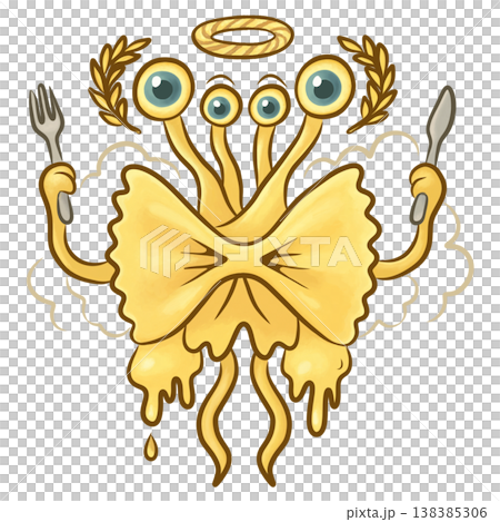 Golden Pasta Angel with Eyes, Fork and Spoon Golden Pasta Angel with Eyes, Fork and Spoon 138385306