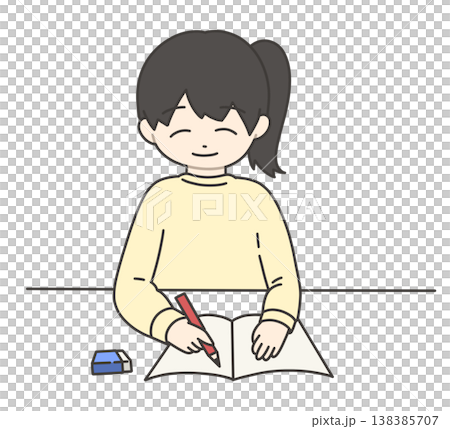 笑顔で勉強する女の子 138385707