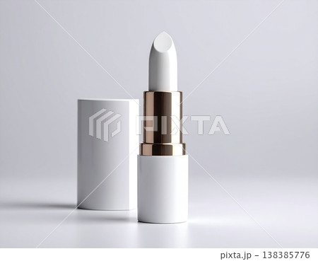 白い口紅容器のモックアップサンプル　白背景 138385776