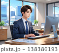 デスクで仕事をする会社員 138386193