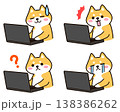 パソコンをする柴犬	表情差分2 138386262