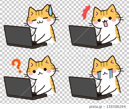 Cat using a computer - Expression variation 2 138386264