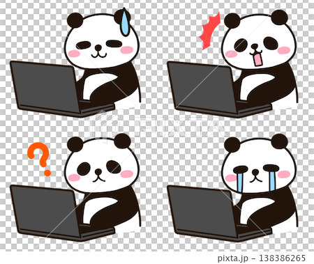 Panda using a computer - Expression variation 2 Panda using a computer - Expression variation 2 138386265