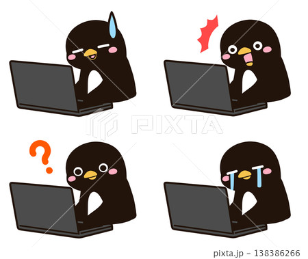 パソコンをするペンギン 表情差分2 パソコンをするペンギン 表情差分2 138386266