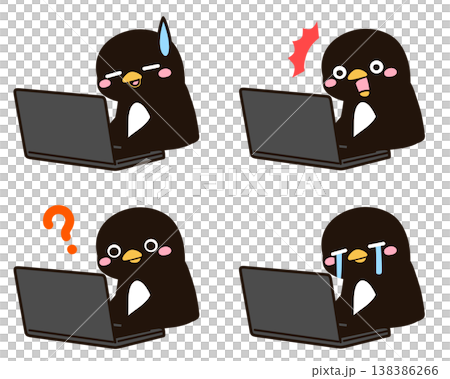 パソコンをするペンギン 表情差分2 パソコンをするペンギン 表情差分2 138386266