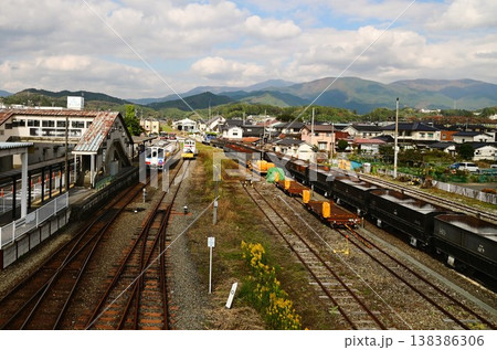 三陸鉄道リアス線の最南端駅 盛駅の石灰石輸送列車 三陸鉄道リアス線の最南端駅 盛駅の石灰石輸送列車 138386306