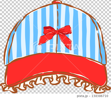 Striped Ruffled Baseball Cap with Red Bow Whimsical hand drawn Striped Ruffled Baseball Cap with Red Bow Whimsical hand drawn 138386710