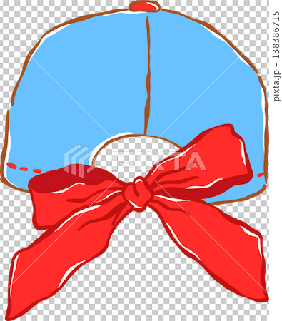 Cute Coquette Blue Baseball Cap With Red Bow Whimsical Hand Drawn Cute Coquette Blue Baseball Cap With Red Bow Whimsical Hand Drawn 138386715