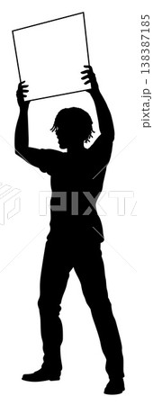 Protest Rally March Picket Sign Silhouette Person Protest Rally March Picket Sign Silhouette Person 138387185