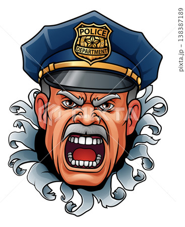 Police Man Policeman Cop Angry Mascot Cartoon Police Man Policeman Cop Angry Mascot Cartoon 138387189