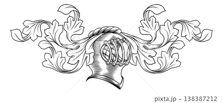 Knight Helmet Coat Arms Medieval Crest Heraldry 138387212