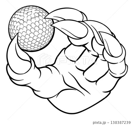 Golf Ball Claw Cartoon Monster Animal Hand 138387239