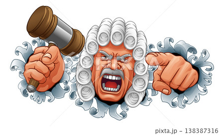 Angry Judge Hammer Gavel Cartoon Character Angry Judge Hammer Gavel Cartoon Character 138387316
