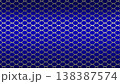 Abstract blue background featuring a shimmering metallic mesh grid pattern. Ideal for modern designs, technology themes, or contemporary backdrops. 138387574