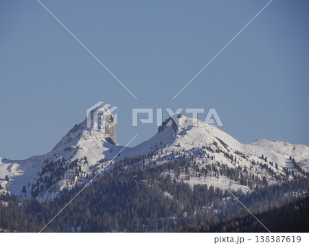 Cross Mountain monte croce dolomites covered by snow in winter Cross Mountain monte croce dolomites covered by snow in winter 138387619