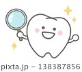 虫眼鏡を持つ歯のキャラクター 138387856