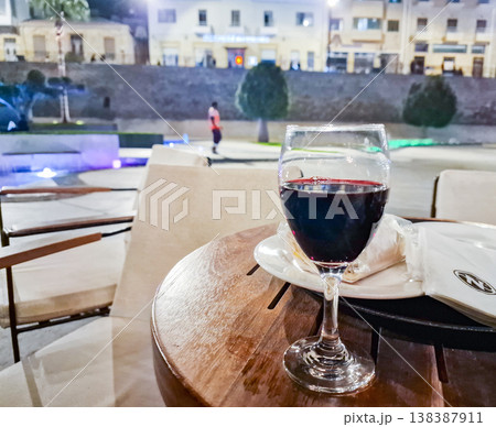 Nicosia Nights: Red Wine at a Cafe in Eleftheria Square 138387911