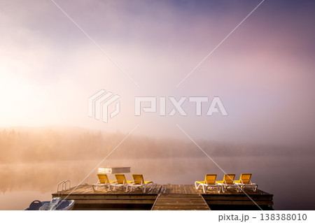 Dock on Lac-Superieur, Mont-tremblant, Quebec, Canada 138388010