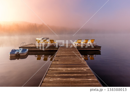 Dock on Lac-Superieur, Mont-tremblant, Quebec, Canada Dock on Lac-Superieur, Mont-tremblant, Quebec, Canada 138388013