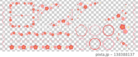 梅の花のフレームと装飾セット 梅の花のフレームと装飾セット 138388137